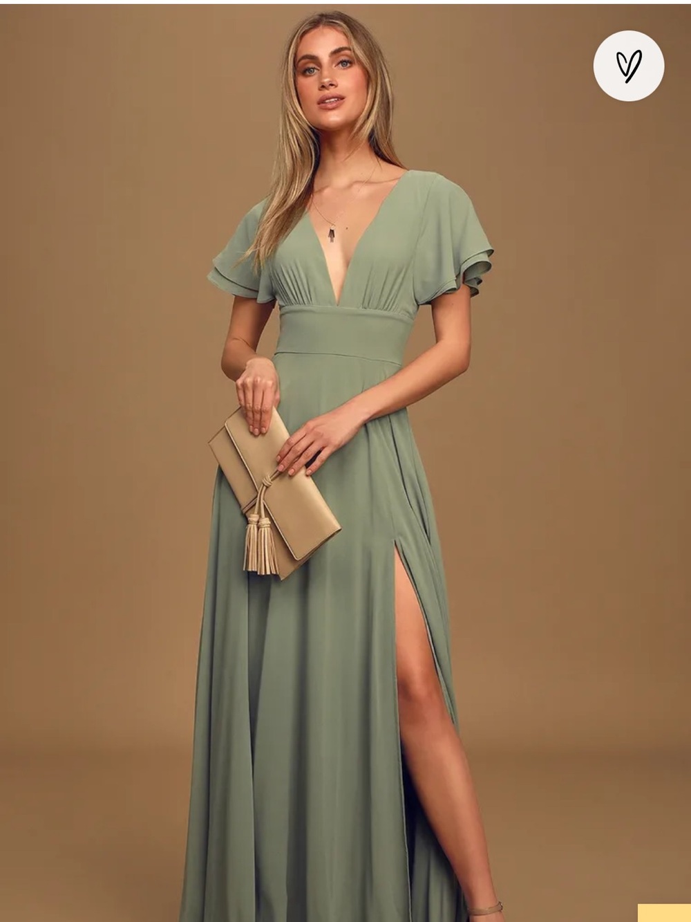 Elegant Sage Green V-Neck Maxi Dress